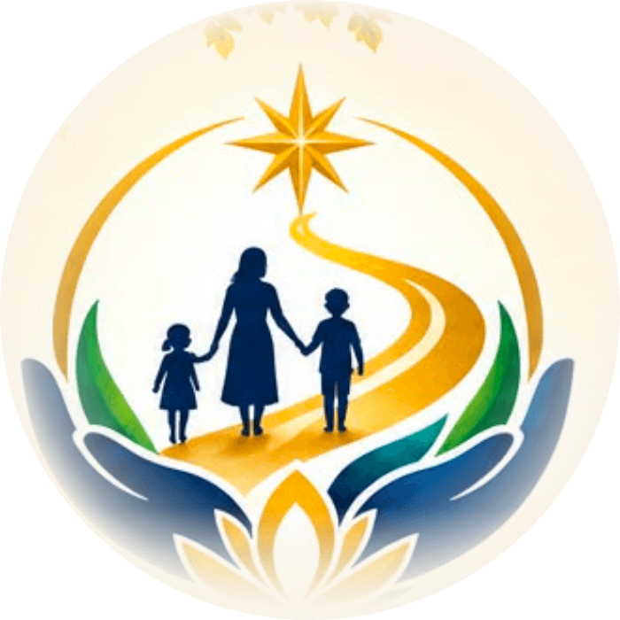Lakshmi Tara Charitable Trust emblem: cupped hands holding a family walking toward a star, above a lotus
